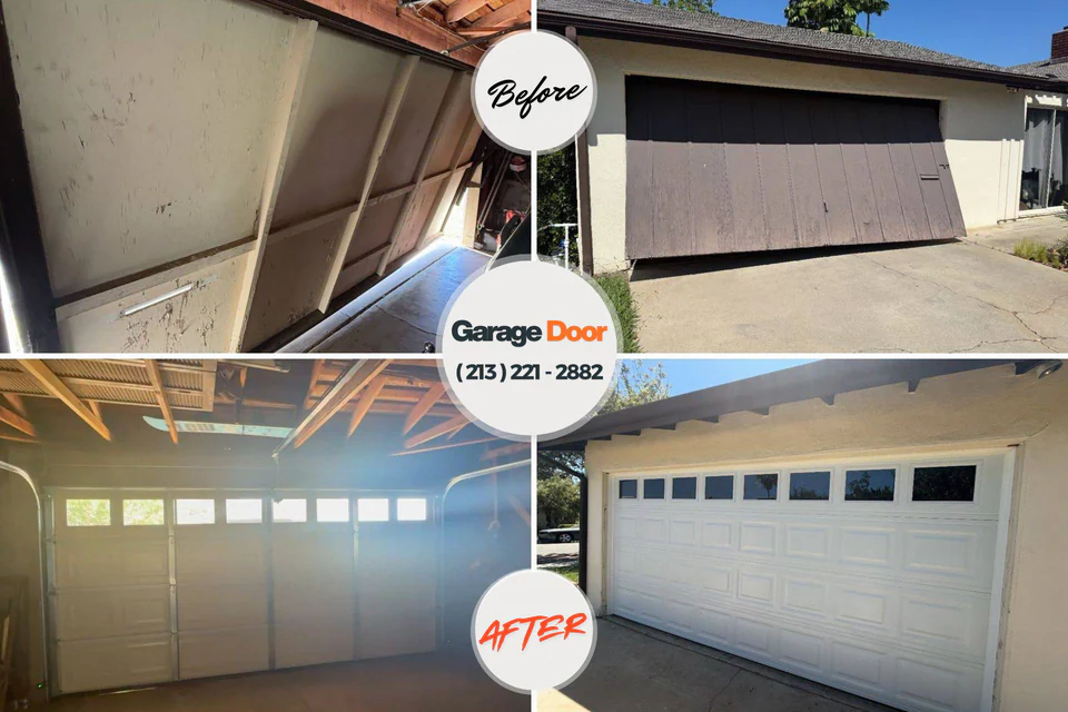 Before and after: garage door repair Burns Flat, OK